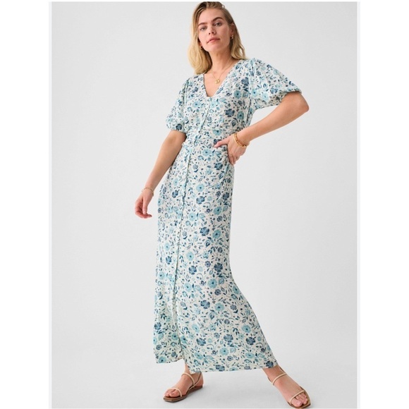 Faherty Sorrento Print Maxi Dress Dreamer Floral - Picture 1 of 12